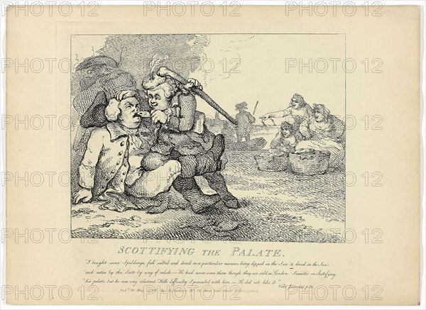 Scottifiying the Palate, from Boswell’s Tour of the Hebrides, 1786, Thomas Rowlandson, English, 1756-1827, England, Etching on paper, 275 × 380 mm (sheet)