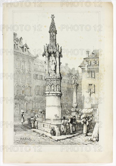 Basle, 1833, Samuel Prout (English, 1783-1852), probably printed by Charles Joseph Hullmandel (English, 1789-1850), probably published by Rudolph Ackermann (English, 1764-1834), England, Lithograph in black on grayish-ivory chine, laid down on ivory wove paper, 290 × 425 mm (image), 310 × 445 mm (primary support), 345 × 500 mm (secondary support)