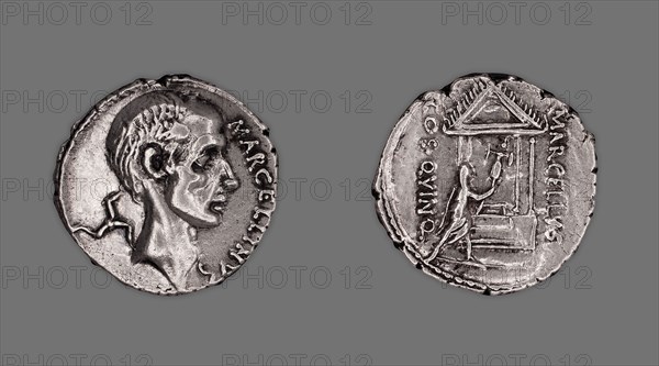 Denarius (Coin) Portraying Marcus Claudius Marcellus, 50/49 BC, issued by Roman Republic, P. Cornelius Lentulus Marcellinus (moneyer), Roman, minted in Rome, Rome, Silver, Diam. 1.8 cm, 3.93 g