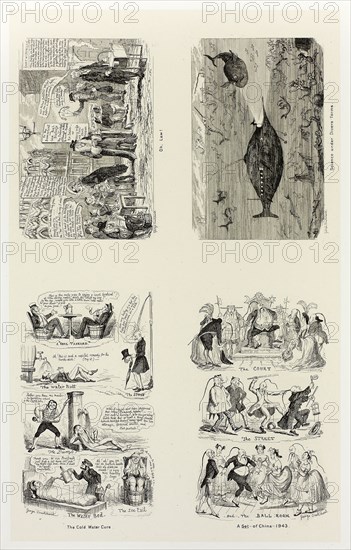 Oh, Law! from George Cruikshank’s Steel Etchings to The Comic Almanacks: 1835-1853 (top left), 1843, printed c. 1880, George Cruikshank (English, 1792-1878), published by Pickering & Chatto (English, 19th century), England, Four steel etchings in black on cream India paper, laid down on off-white card (chine collé), 333 × 206 mm (primary support), 505 × 345 mm (secondary support)