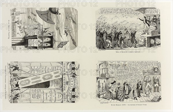 Show of Hands For a Liberal Candidate from George Cruikshank’s Steel Etchings to The Comic Almanacks: 1835-1853 (top left), 1843, printed c. 1880, George Cruikshank (English, 1792-1878), published by Pickering & Chatto (English, 19th century), England, Four steel etchings in black on cream India paper, laid down on off-white card (chine collé), 334 × 214 mm (primary support), 507 × 346 mm (secondary support)