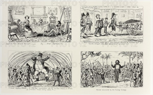 Advice To Those About to Marry, Buy Cheap Furniture from George Cruikshank’s Steel Etchings to The Comic Almanacks: 1835-1853 (top left), 1852, printed c. 1880, George Cruikshank (English, 1792-1878), published by Pickering & Chatto (English, 19th century), England, Four steel etchings in black on cream India paper, laid down on off-white card (chine collé), 211 × 342 mm (primary support), 341 × 506 mm (secondary support)