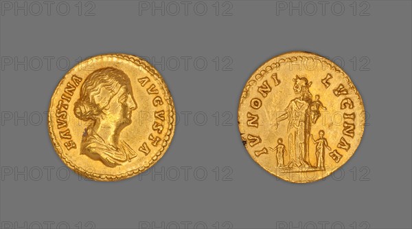 Aureus (Coin) Portraying Empress Faustina the Younger, AD 161/75, issued by Marcus Aurelius, Roman, minted in Rome, Rome, Gold, Diam. 2 cm, 7.08 g