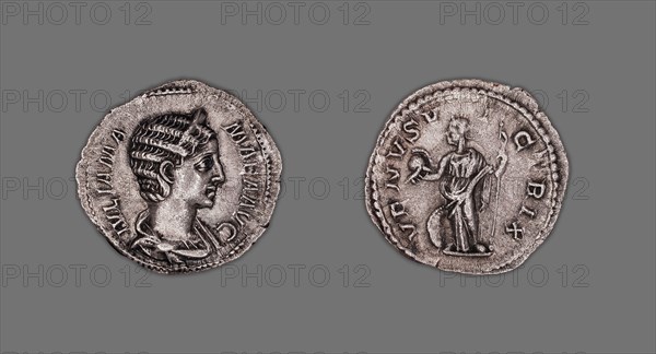 Denarius (Coin) Portraying Julia Mamaea, AD 231/35, issued by Severus Alexander, Roman, minted in Antioch, Syria, Rome, Silver, Diam. 1.9 cm, 3.07 g