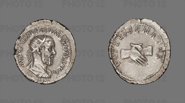 Antoninianus (Coin) Portraying Emperor Pupienus, AD 238 (April/June), issued by Balbinus and Pupienus, coemperors, Roman, minted in Rome, Rome, Silver, Diam. 2.4 cm, 4.49 g