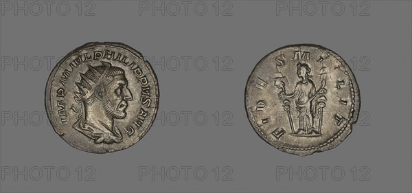 Denarius (Coin) Portraying King Philip II, AD 244/247, Roman, Rome, Silver, Diam. 2.2 cm, 3.77 g