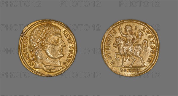 Solidus (Coin) Portraying Emperor Constantine I, Late 324/early 325, issued by Constantine I, Roman, minted in Antioch, Syria, Antioch, Gold, Diam. 1.9 cm, 4.48 g