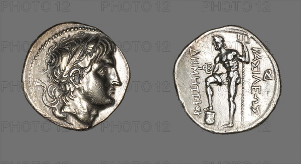 Tetradrachm (Coin) Portraying Demetrios I of Macedonia, 289/288 BC, Greek, minted in Amphipolis, Macedonia, Macedonia, Silver, Diam. 2.9 cm, 17.02 g