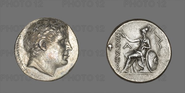 Tetradrachm (Coin) Portraying Philetairos of Pergamon, 241/197 BC, Issued by Attalos I Soter, Reign of Philetairos of Pergamon, 282–263 BC, Greek, minted in Pergamon, Mysia, Asia Minor (now Turkey), Pergamon, Silver, Diam. 2.8 cm, 16.39 g