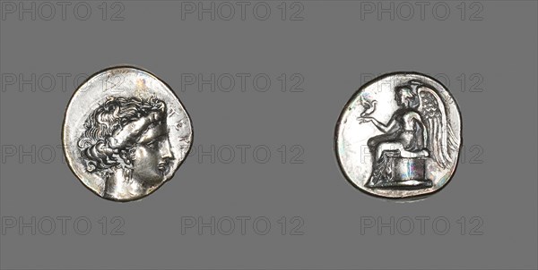 Stater (Coin) Depicting the Nymph Terrina, 375/356 BC, Greek, minted in Terina, Bruttium, Italy, Terina, Silver, Diam. 2.1 cm, 7.60 g