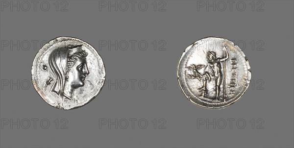 Drachm (Coin) Depicting the Nymph Amphitrite, 216/203 BC, Greek, minted in Kroton/Bruttium, Italy, Silver, Diam. 2 cm, 4.67 g