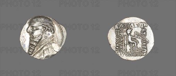 Drachm (Coin) Portraying King Mithridates II the Great of Parthia, about 123/88 BC, Reign of King Mithridates II of Parthia, Parthian, Khorasan, Silver, Diam. 2.1 cm, 4.25 g