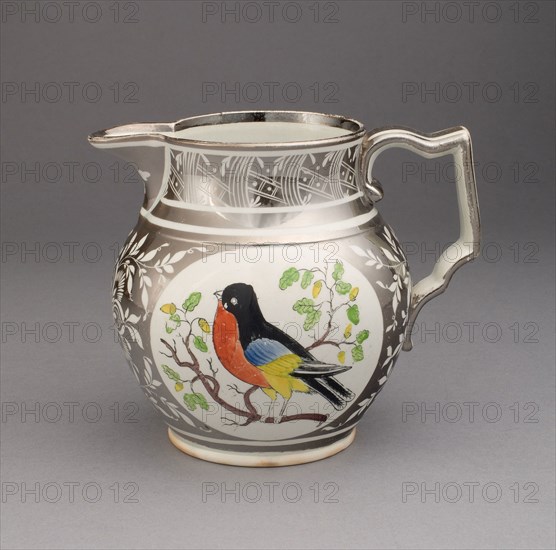 Pitcher, 1810/20, England, Staffordshire, Staffordshire, Lead-glazed earthenware with lustre decoration, H. 12.7 cm (5 in.)