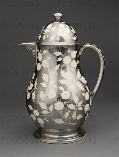 Jug with Cover, 1810/20, England, Staffordshire, Staffordshire, Lead-glazed earthenware with lustre decoration, H. 19.1 cm (7 1/2 in.)
