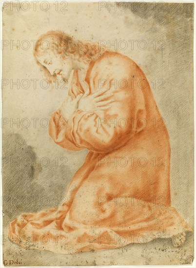 Christ Kneeling, n.d., After Carlo Dolci, Italian, 1616-1686, Italy, Red and black chalk on ivory laid paper, 337 x 246 mm
