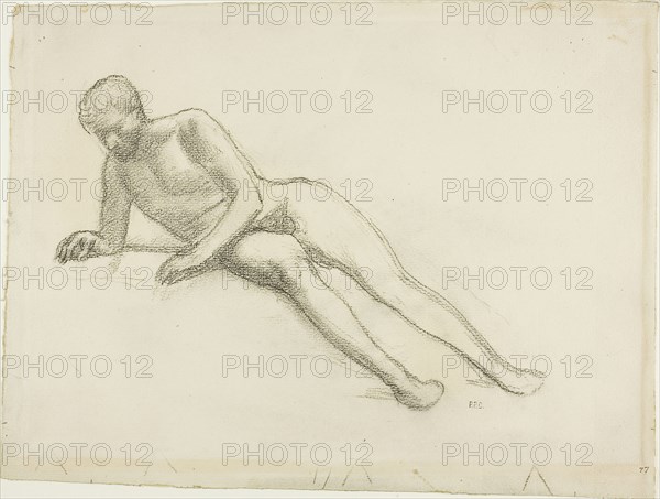 Reclining Male Nude, n.d., Pierre Puvis de Chavannes, French, 1824-1898, France, Charcoal on buff laid paper, 244 × 320 mm