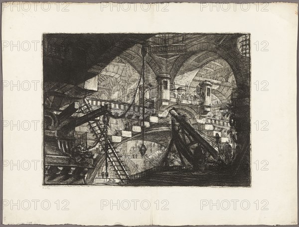 The Arch with a Shell Ornament, plate 11 from Imaginary Prisons, 1761, Giovanni Battista Piranesi, Italian, 1720-1778, Italy, Etching on heavy ivory laid paper, 400 x 543 mm (image), 408 x 550 mm (plate), 585 x 777 mm (sheet)