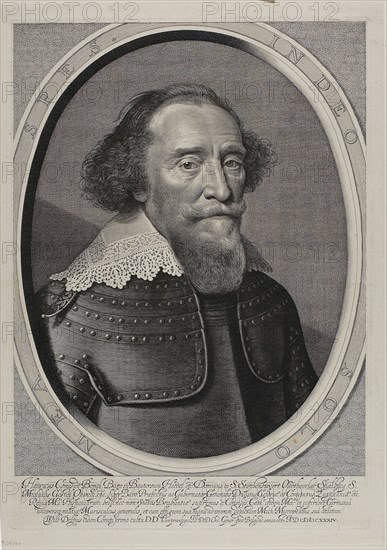 Hendrik Count van de Bergh, 1634, William Jacobsz. Delff (Dutch, 1580-1638), after Daniel Mytens the elder (Dutch, c. 1590-before 1648), Netherlands, Engraving in black on cream laid paper, 419 x 293 mm (image), 422 x 299 mm (plate), 450 x 323 mm (sheet)