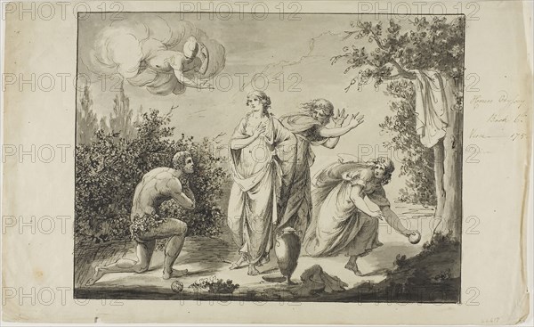 Ulysses and Nausicaa, n.d., Giovanni Battista Cipriani, Italian, 1727-1785, Italy, Pen and black ink with brush and gray wash, on cream laid paper, 259 x 425 mm