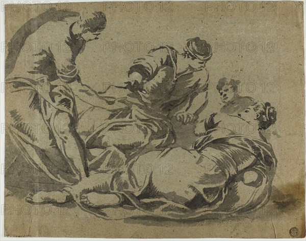 Miracle of the Loaves and Fishes, c. 1602, Attributed to Lucas Kilian (German, 1579-1637), after Jacopo Robusti, called Tintoretto (Italian, 1519-1594), Italy, Brush and gray wash, on gray-brown laid paper, 257 x 324 mm (max.)