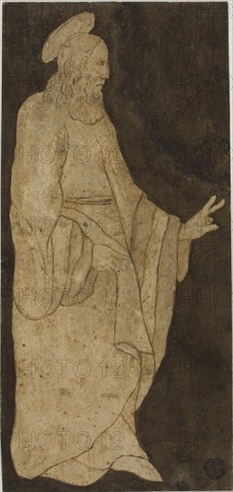 Christ Blessing, n.d., Possibly Orazio de’ Ferraro, Italian, 1605-1657, Italy, Pen and brown ink, with brush and brown wash, with graphite, on cream laid paper, laid down on ivory laid paper, 221 x 104 mm