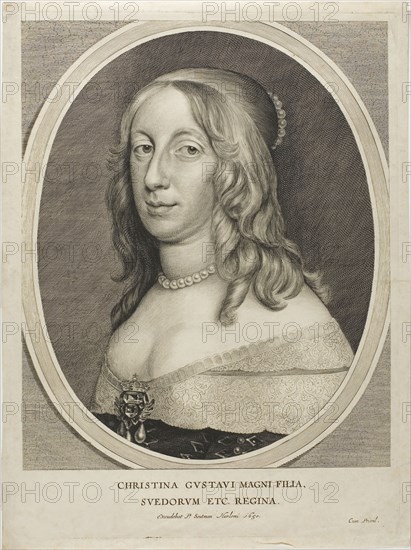 Queen Christine of Sweden, n.d., Adriaen Pietersz van de Venne, Dutch, 1589-1662, Holland, Engraving in black on ivory wove paper