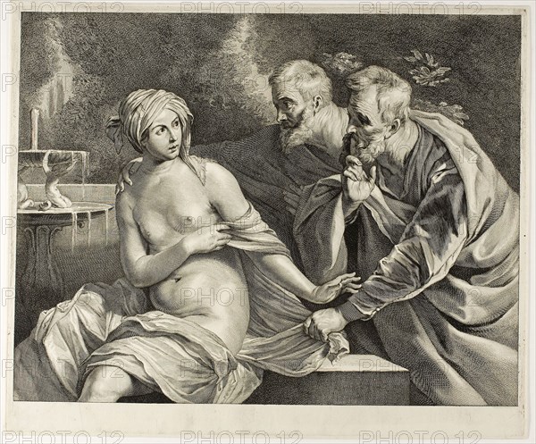 Susanna and the Elders, n.d., Cornelis Visscher, the Elder, Netherlandish, c. 1520-1586, Holland, Engraving on paper