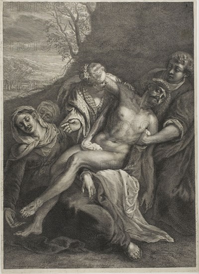 The Entombment, n.d., Cornelis Visscher, the Elder (Netherlandish, c. 1520-1586), after Jacopo Robusti, called Tintoretto (Italian, 1519-1594), Holland, Engraving on paper