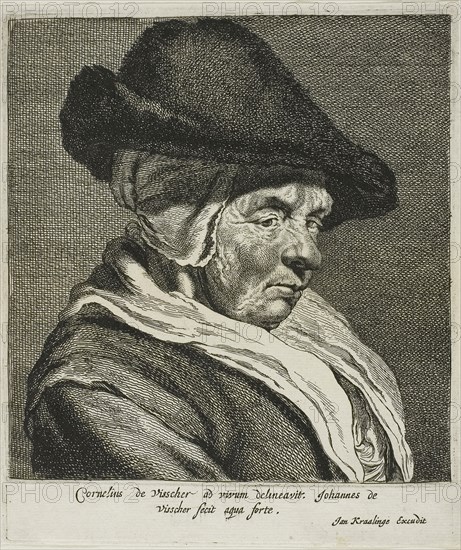 Portrait of an Old Woman, Visscher’s Mother, n.d., Jan Visscher (Dutch, 1634-1692), after Cornelis Visscher (Dutch, c. 1629-1658), Jan Kraalinge (Dutch, active 17th century), Holland, Etching on ivory laid paper, 146 x 127 mm