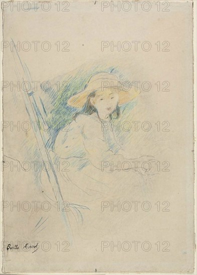Seated Girl (Julie Manet), c. 1890, Berthe Morisot, French, 1841-1895, France, Colored pencils, over touches of graphite, on cream wove paper, laid down on cream wove paper, 315 × 228 mm