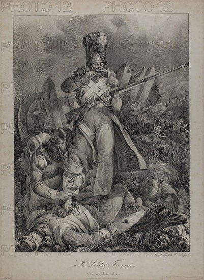 The French Soldier, 1818/19, Nicolas Toussaint Charlet, French, 1792-1845, France, Lithograph in black on cream wove paper, 458 × 339 mm (image), 544 × 401 mm (sheet)