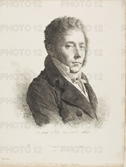 Portrait of Coupin de la Couperie, 1816, Anne-Louis Girodet de Roucy-Trioson (French, 1767-1824), printed by Gottfried Engelmann (French, 1788-1839), Paris, Lithograph in black on ivory wove paper, 250 x 188 mm (image), 306 x 230 mm (sheet)