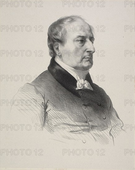 Portrait of the Painter Baron François Gérard, before 1837, Jean F. Gigoux, French, 1806-1894, France, Lithograph in black on light gray China paper, laid down on cream wove paper, 215 × 195 mm (image), 278 × 224 mm (primary support), 443 × 350 mm (secondary support)