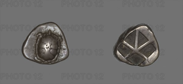Stater (Coin) Depicting a Land Tortoise, 404/350 BC, Greek, minted in Aegina, Greece, Silver, Diam. 2 cm, 12.28 g