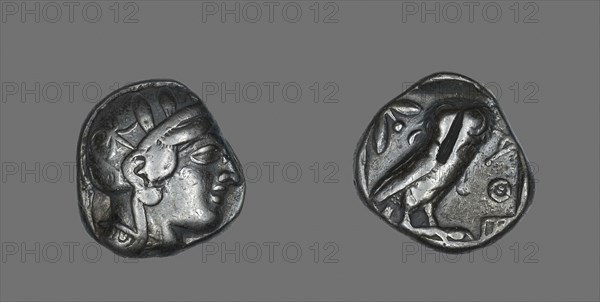 Tetradrachm (Coin) Depicting the Goddess Athena, 514/509 BC, Greek, minted in Athens, Athens, Silver, Diam. 2.4 cm, 16.87 g