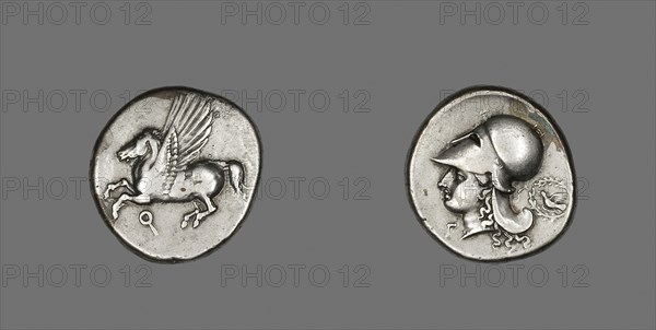 Stater (Coin) Depicting Pegasus, 350/338 BC, Greek, minted in Corinth, Corinth, Silver, Diam. 2.2 cm, 8.48 g