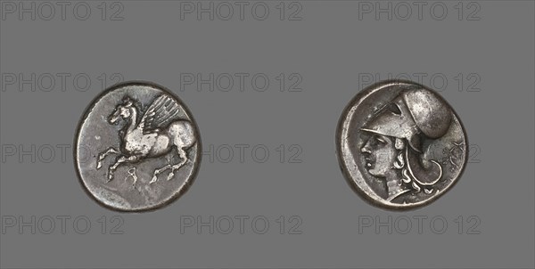 Stater (Coin) Depicting Pegasus Flying, 4th/3rd century BC, Greek, Corinth, Corinth, Silver, Diam. 2 cm, 8.51 g