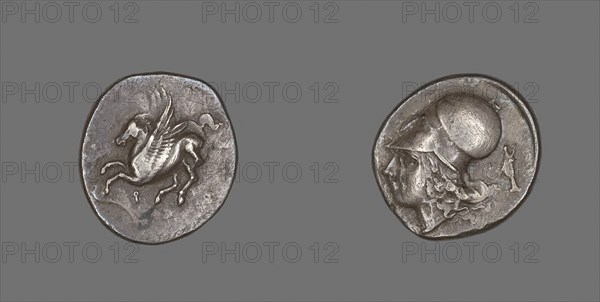 Stater (Coin) Depicting Pegasus Flying, 4th/3rd century BC, Greek, Corinth, Silver, Diam. 2.4 cm, 8.40 g