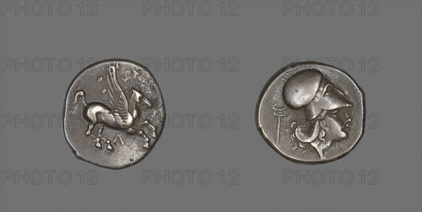 Stater Coin Depicting Pegasus Flying, 400/330 BC, Greek, Levkás, Silver, Diam. 2.1 cm, 8.41 g