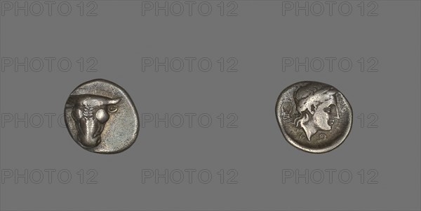 Hemidrachm (Coin) Depicting Bucranium, 355/346 BC, Greek, Greece, Silver, Diam. 1.5 cm, 2.63 g