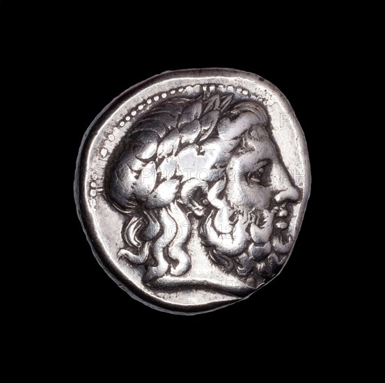 Tetradrachm (Coin) Depicting the God Zeus, 359/336 BC, Greek, Neapolis, Silver, Diam. 2.5 cm, 14.15 g