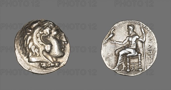 Tetradrachm (Coin) Portraying Alexander the Great as Herakles, 323/317 BC, Greek, minted in Sidon, ancient Phoenicia, Macedonia, Silver, Diam. 2.6 cm, 17.22 g