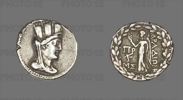 Tetradrachm (Coin) Depicting the Goddess Tyche, 80/79 BC, Greco-Roman, Arados, Phoenicia, Aradus, Silver, Diam. 2.8 cm, 13.49 g