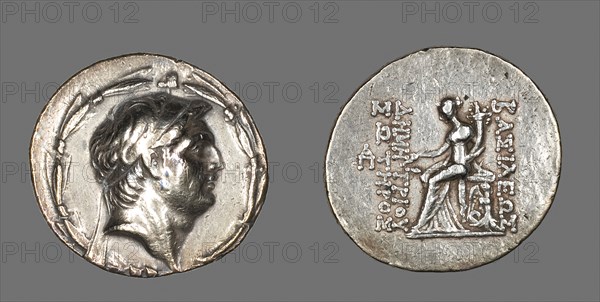 Tetradrachm (Coin) Portraying Demetrios I Soter, 162/150 BC, Reign of Demetrios I Soter, Greek, minted in Apamea (near modern Hama, Syria), Syria, Silver, Diam. 3.2 cm, 16.76 g