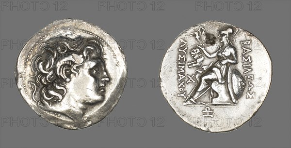 Tetradrachm (Coin) Portraying Alexander the Great, 306/281 BC, issued by King Lysimachus of Thrace (306–281 BC), Greek, Thrace, Thrace, Silver, Diam. 3.1 cm, 16.42 g