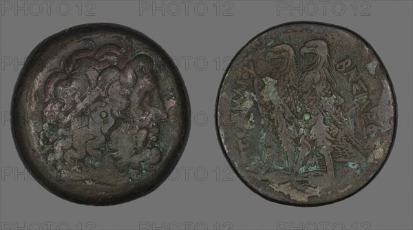 Coin Depicting the God Zeus, 261/247 BC, Greek, minted in Egypt, Egypt, Bronze, Diam. 4.1 cm, 69.74 g