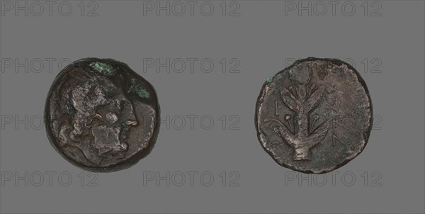 Coin Depicting the God Zeus Ammon, 247/221 BC, Greek, Cyrenaicia, North Africa, Cyrene, Bronze, Diam. 2.2 cm, 10.45 g