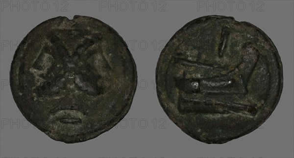 As (Coin) Depicting the God Janus, 225/217 BC, Roman, minted in Rome, Italy, Bronze, Diam. 6.3 cm, 261.10 g