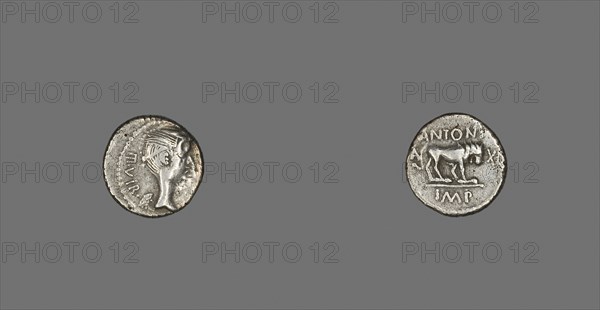 Quinarius (Coin) Depicting the Goddess Victory, about 43/42 BC, Roman, minted in Gallia Transalpina, Italy, Silver, Diam. 1.3 cm, 1.64 g