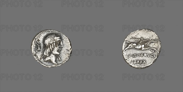 Denarius (Coin) Depicting the God Apollo, 90 BC, Roman, minted in Rome, Italy, Silver, Diam. 1.8 cm, 3.93 g